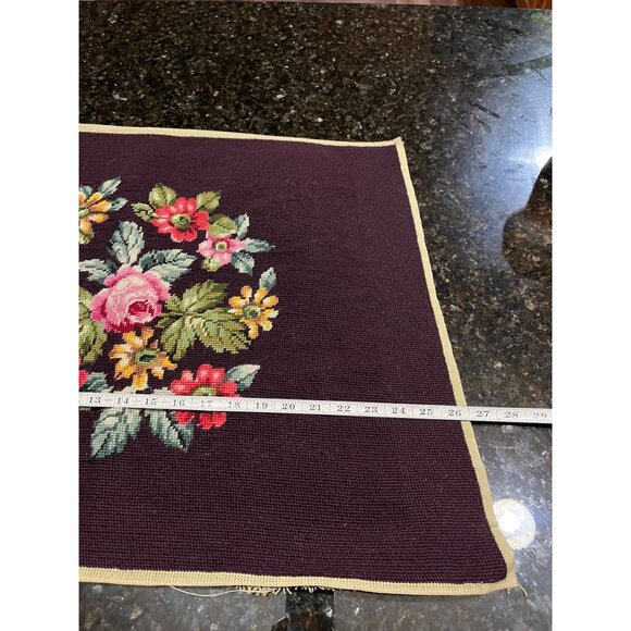 Floral Needlepoint Piece for Framing, Chair Stool Cover, Pillow - Picture 5 of 6
